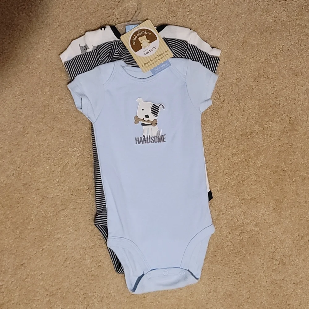 NWT Carters 100% cotton short sleeved animal‎ bodysuits